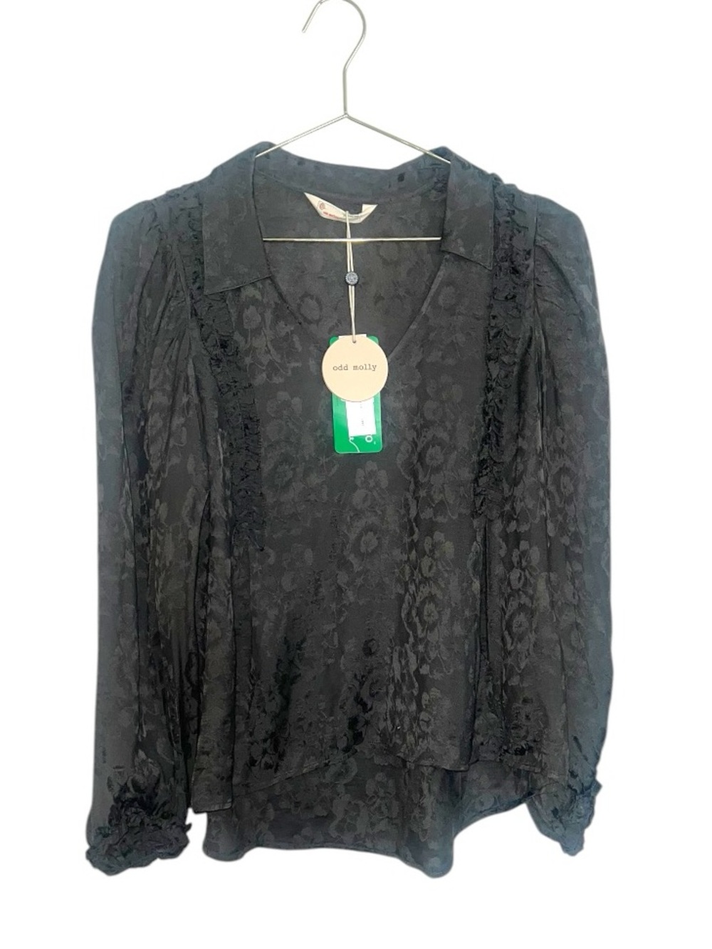 π€ πππ πππππ Black Floral Jacquard Blouse πππ Boho Luxe - Picture 2 of 10